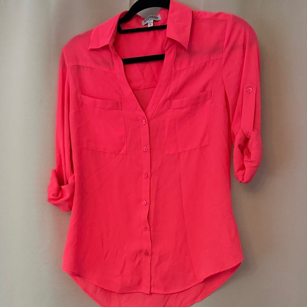 Express Bright Pink Button-Down Shirt